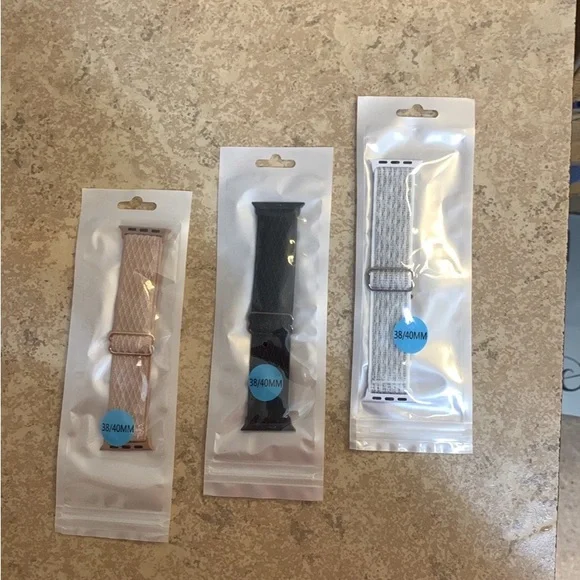 New! Swhatty Stretchy Nylon Solo Loop 3PK Bands Compatible with Apple Watch 38/4 ComfiTime Nylon Apple Watch Bands, Stretchy Breathable Sport  main image 3
